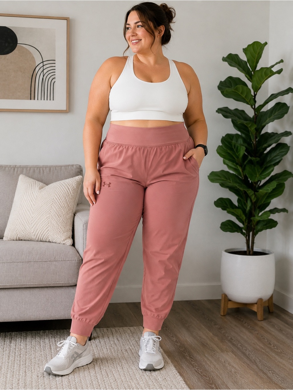 Under Armour XL Mauve Pink Jogger Pants Athletic Activewear Performance